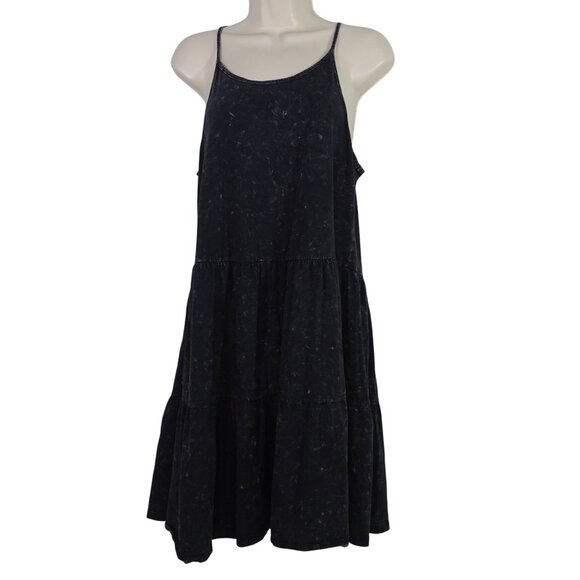Olivia Rae Dresses & Skirts - Olivia Rae Black Tie Dye Sleeveless Tiered Cami Tank Dress Women Size M